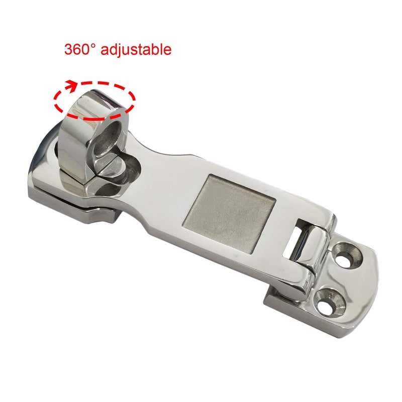 Keehui Two Pieces of Marine Grade 316 Stainless Steel Heavy Duty Door Hasps with Turning Padlock Eye Mount - Image 3